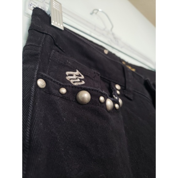 VTG Rocawear Jeans Juniors 3 Blk Pearl Studded Low Rise McBling Y2K Logo Bootcut - Picture 10 of 14